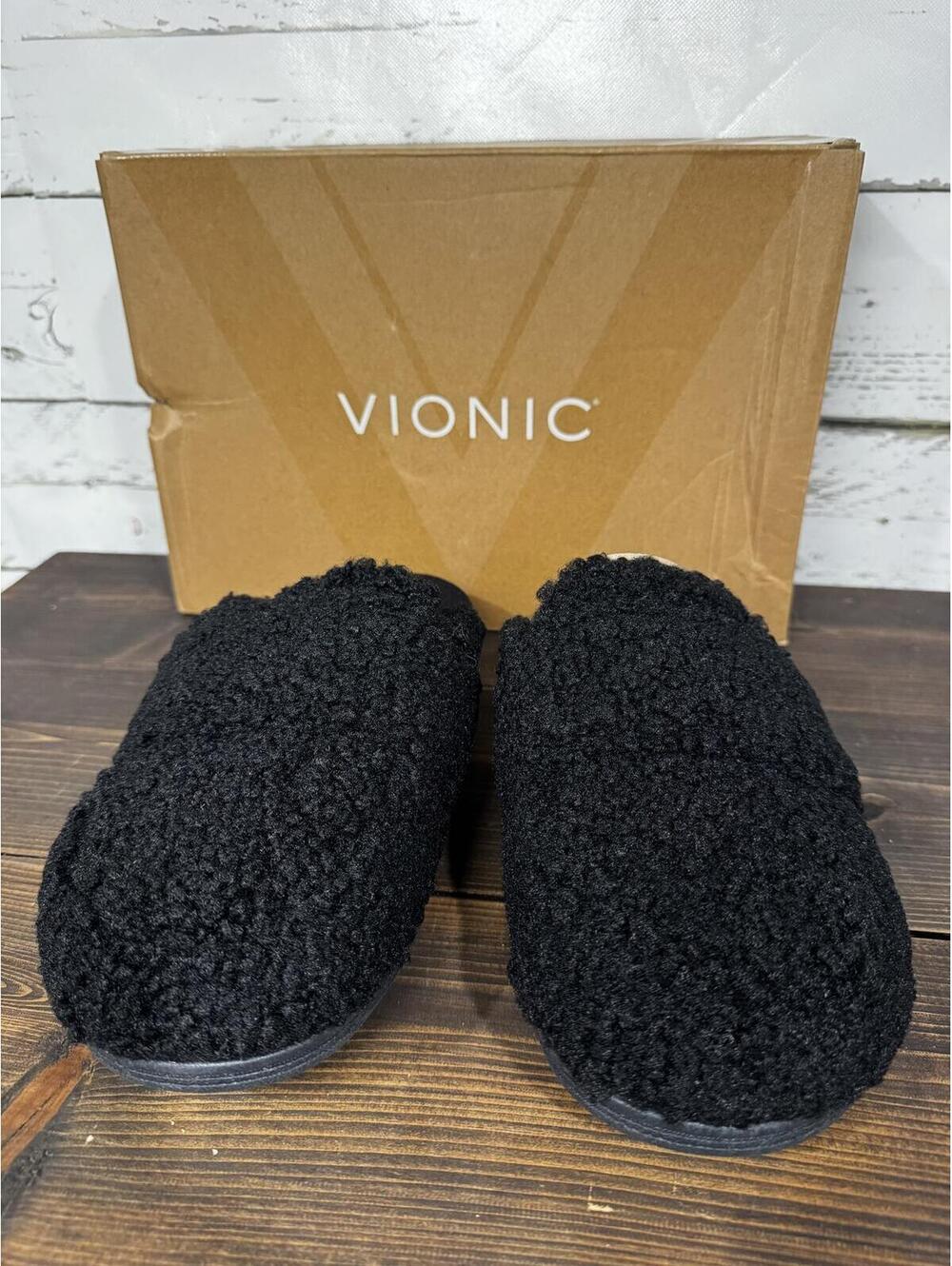Vionic Gemma II Black Shearling Slippers Size 9 NIB - Picture 3 of 5